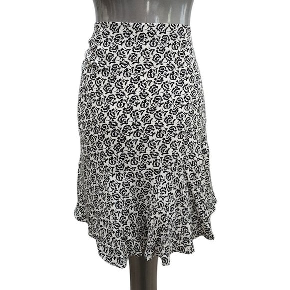 A.L.C. NWT Black White Flutter Tie Silk ALC Skirt 2 - Picture 4 of 6
